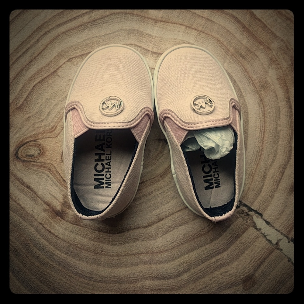 Baby pink slip on shoes